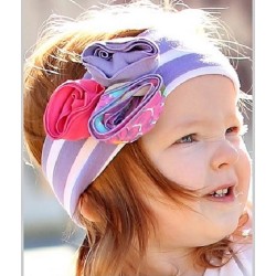 Purple Stripe Floral Emily Headband RuffleButts